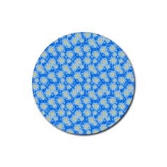 Hydrangea Blue Glitter Round Rubber Coaster (round) 