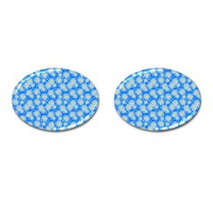 Hydrangea Blue Glitter Round Cufflinks (oval)