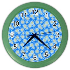 Hydrangea Blue Glitter Round Color Wall Clock