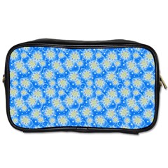 Hydrangea Blue Glitter Round Toiletries Bag (two Sides)