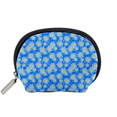 Hydrangea Blue Glitter Round Accessory Pouch (small)