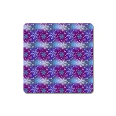 Snow Blue Purple Tulip Square Magnet