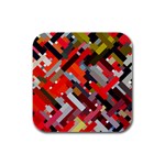 Maze Abstract Texture Rainbow Rubber Square Coaster (4 pack)  Front
