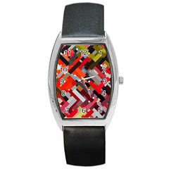 Maze Abstract Texture Rainbow Barrel Style Metal Watch