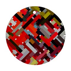 Maze Abstract Texture Rainbow Round Ornament (two Sides)