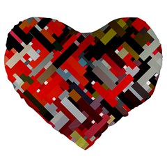 Maze Abstract Texture Rainbow Large 19  Premium Heart Shape Cushions