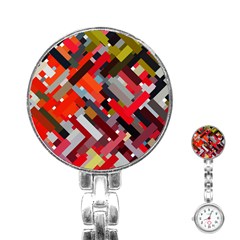 Maze Abstract Texture Rainbow Stainless Steel Nurses Watch