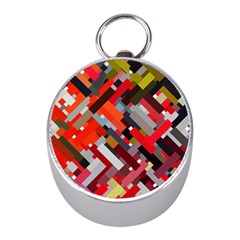 Maze Abstract Texture Rainbow Mini Silver Compasses