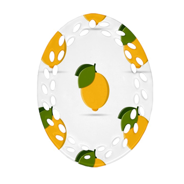 Lemon Fruit Oval Filigree Ornament (Two Sides)