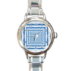 Metallic Blue Shiny Reflective Round Italian Charm Watch by Dutashop