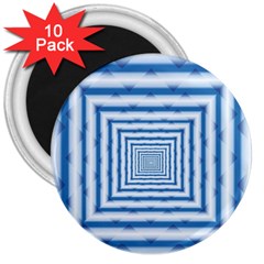 Metallic Blue Shiny Reflective 3  Magnets (10 Pack) 