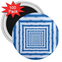 Metallic Blue Shiny Reflective 3  Magnets (100 Pack) by Dutashop