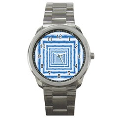 Metallic Blue Shiny Reflective Sport Metal Watch