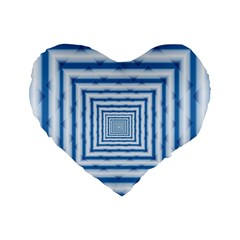 Metallic Blue Shiny Reflective Standard 16  Premium Heart Shape Cushions by Dutashop