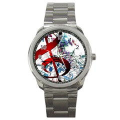 Music Treble Clef Sound Sport Metal Watch by Dutashop