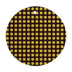 Yellow Pattern Green Ornament (round)