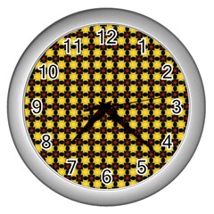 Yellow Pattern Green Wall Clock (silver)