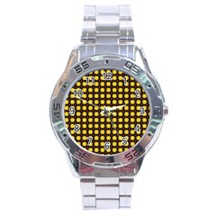 Yellow Pattern Green Stainless Steel Analogue Watch