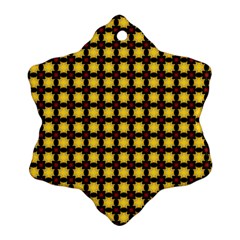 Yellow Pattern Green Snowflake Ornament (two Sides)