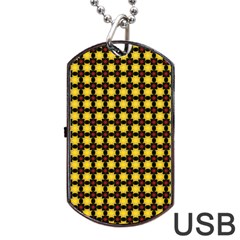 Yellow Pattern Green Dog Tag Usb Flash (two Sides)