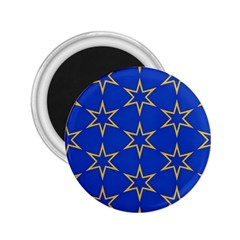 Star Pattern Blue Gold 2 25  Magnets by Dutashop