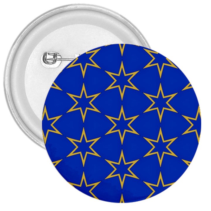 Star Pattern Blue Gold 3  Buttons