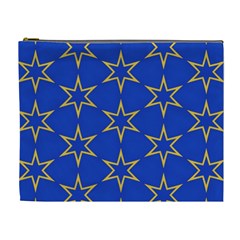 Star Pattern Blue Gold Cosmetic Bag (xl)
