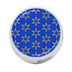 Star Pattern Blue Gold 4-port Usb Hub (two Sides)