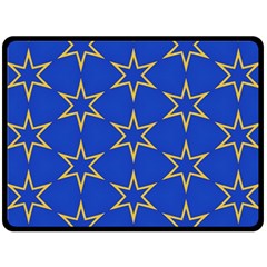 Star Pattern Blue Gold Fleece Blanket (large) 