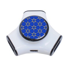 Star Pattern Blue Gold 3-port Usb Hub