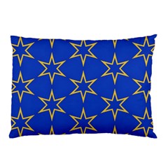 Star Pattern Blue Gold Pillow Case (two Sides)