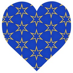 Star Pattern Blue Gold Wooden Puzzle Heart by Dutashop