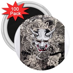 Samurai Oni Mask 3  Magnets (100 Pack) by Saga96