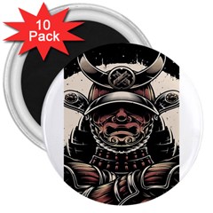 Samurai Oni Mask 3  Magnets (10 Pack)  by Saga96
