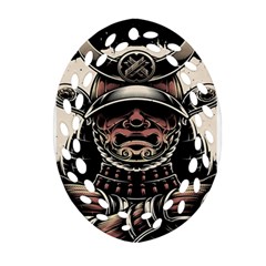 Samurai Oni Mask Oval Filigree Ornament (two Sides) by Saga96