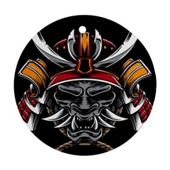 Samurai Oni Mask Round Ornament (two Sides)