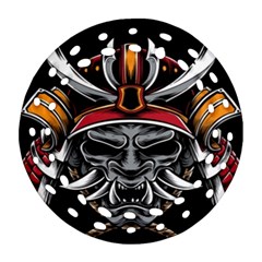 Samurai Oni Mask Ornament (round Filigree) by Saga96