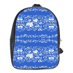 Blue Flowers School Bag (large) by Eskimos