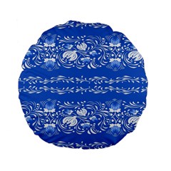 Blue Flowers Standard 15  Premium Flano Round Cushions by Eskimos