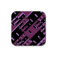 Dark Geometric Shapes Print Pattern Rubber Square Coaster (4 Pack)  by dflcprintsclothing