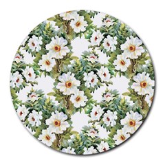 White Flowers Round Mousepads by goljakoff