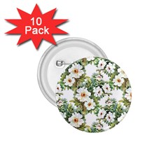 White Flowers 1 75  Buttons (10 Pack)