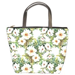 White Flowers Bucket Bag