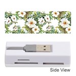 White flowers Memory Card Reader (Stick) Front