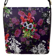 Purple Flowers Flap Closure Messenger Bag (s) by goljakoff