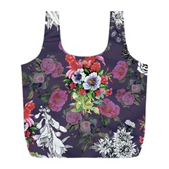 Purple Flowers Full Print Recycle Bag (l) by goljakoff