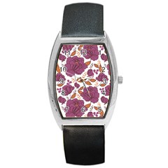 Pink Flowers Barrel Style Metal Watch by goljakoff