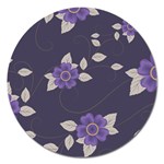 Purple flowers Magnet 5  (Round) Front
