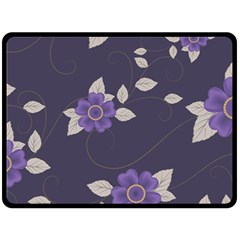 Purple Flowers Double Sided Fleece Blanket (large)  by goljakoff
