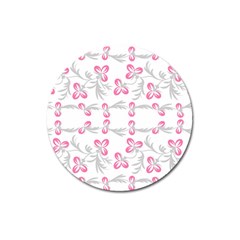 Pink Folk Flowers Magnet 3  (round) by Eskimos